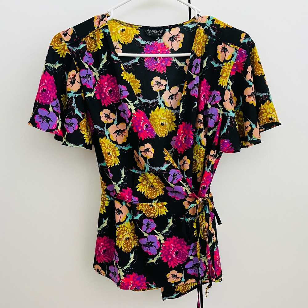Topshop floral wrap top